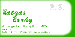 matyas borhy business card